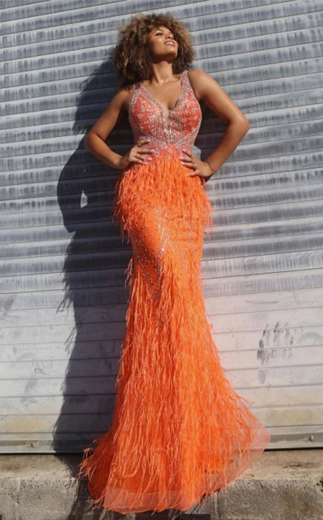 Jovani 03023 Sheer Crystal Prom Dress Feather Formal Evening Gown Wedding Pageant Couture Jovani 03023 Sheer Crystal Prom Dress Feather Formal Evening Gown Wedding Pageant Couture