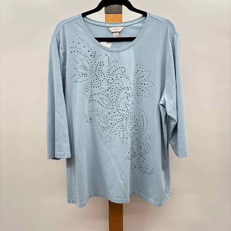 CJ Banks Women's Size 3X Blue Beaded Sweater