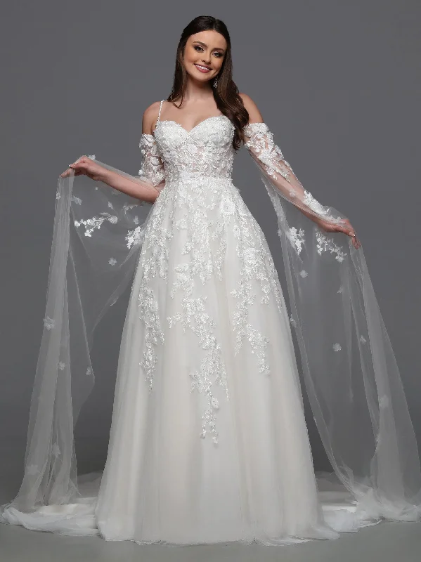 Davinci Bridal 50834 Size 16 Ivory/Nude 3D Lace A Line Wedding Dress Cape Sleeves Sheer Beaded Bridal Gown Davinci Bridal 50834 Size 16 Ivory/Nude 3D Lace A Line Wedding Dress Cape Sleeves Sheer Beaded Bridal Gown
